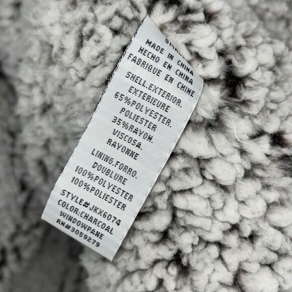 Thread & Supply Gray and White Buckle Plaid Wrap Waterfall Jacket Cardigan Sweat - Picture 5 of 7